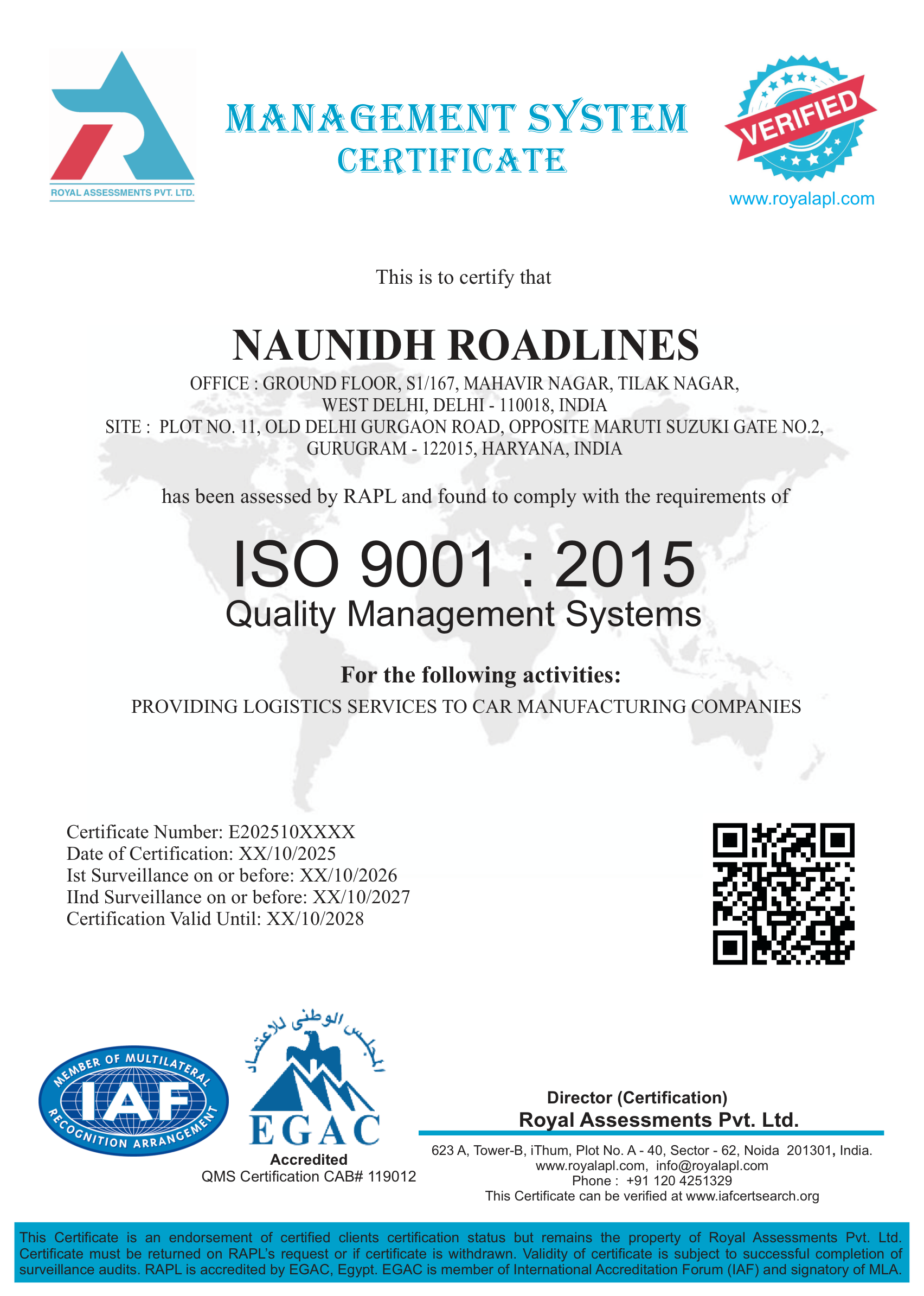 Naunidh Roadlines QMS